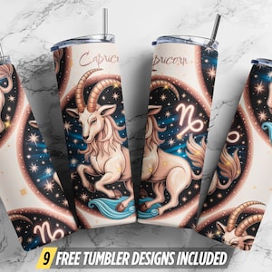 Capricorn Tumbler Wrap PNG: Zodiac Sublimation Design (Digital Download 20oz Cup)