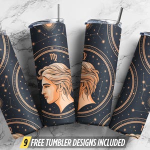 Virgo Zodiac Tumbler Wrap PNG: 20oz Skinny Tumbler Sublimation Design (Digital Download