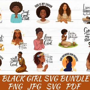 Praying Black Girl SVG Bundle: Woman of Faith Clipart (Digital Download)