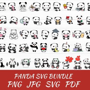 Panda Svg Bundle , Panda Png Bundle , Panda Clipart , Panda Svg Cut Files For Cricut , Cute Panda Svg , Panda Silhouette , Panda Face Svg