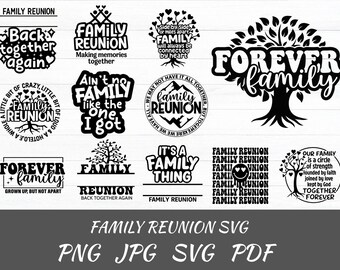 Paquete SVG de Reunión Familiar: Diseño de Árbol Genealógico (Descarga Digital)