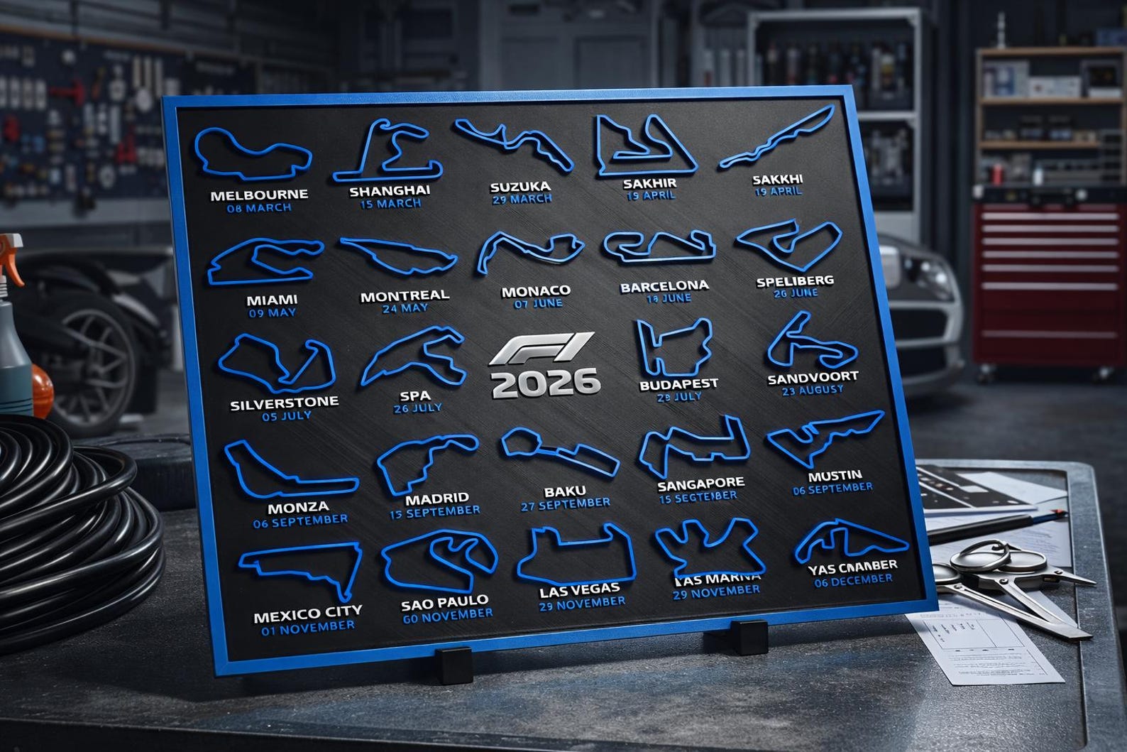 Formula 1 2026 Track Calendar W/ Dates and Venue (blue) - Etsy