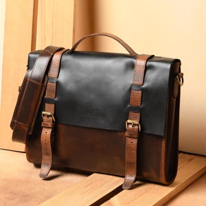 Personalized Leather Messenger Bag Handmade Vintage Satchel Briefcase Full Grain Laptop Bag for Men & Women Gift for Him