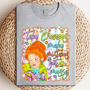 Camiseta &quot;Arriesgarse, cometer errores, ensuciarse&quot;, camiseta de &quot;Miss Frizzle&quot;, camiseta de &quot;Regreso a la escuela&quot;, camiseta del &quot;Autobús mágico&quot;, camiseta de &quot;Maestro&quot;, camiseta &quot;Ensuciarse&quot;