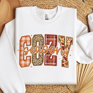 Cozy Season Sweatshirt, Retro Fall Sweatshirt, Get Cozy Sweatshirt, Womens Fall Sweaters, Fall Graphic Tee, Women Fall Shirt,Sweater Weather