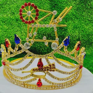 Masonic HOJ Crown, Heroines Of Jericho Crown in Gold Tone Adjustable With Case
