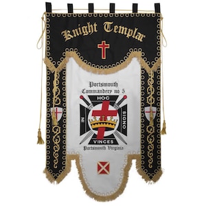 Tempelherreordens kommendörsbanderoll – Portsmouth nr 5, Virginia – broderad display på 9,6 x 12,2 m