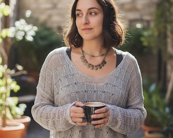 Handgemachte Boho Strick Pullover | Open Weave Sommer Strand Abdeckung