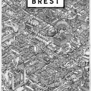 Mappa illustrata di Brest FORMATO A2