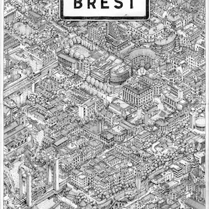 Carte illustrée de Brest FORMAT A3