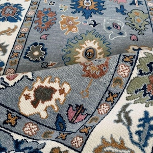 Vintage Oushak Rug  Hand-Knotted Wool  Rug | Antique Tarkish Carpet |Large Traditional Area Rug for Living Room Dining Bedroom 8x10 9x12