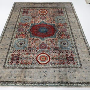 Mamluk Grey Area Rug  Hand-Knotted Wool  Rug | Vintage Carpet |Traditional Luxury Floor Area Rug for Living Room Bedroom 8x10 9x12