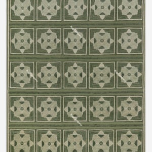 Modern Green  Rug  Hand-Knotted Wool Area Rug |High-End Vintage Carpet | Traditional Luxury Floor Area Rug for Living Room Bedroom 9x12