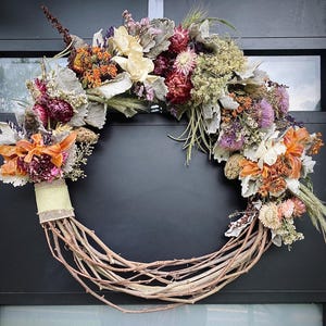 Wildflower Meadow Dried Flower Wreath - 20” Handcrafted Natural Door Decor, boho wreath, cottagecore wreath, everlasting wreath