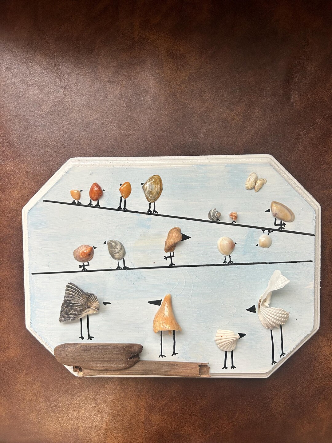 Shell Bird Design Whimsical Shell Bird Wall Art | Coastal Beach Decor | Handmade ...