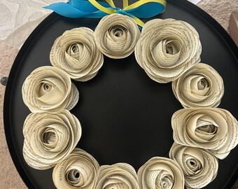 Book Rose Wreath – Literary Wall Art for Book Lovers