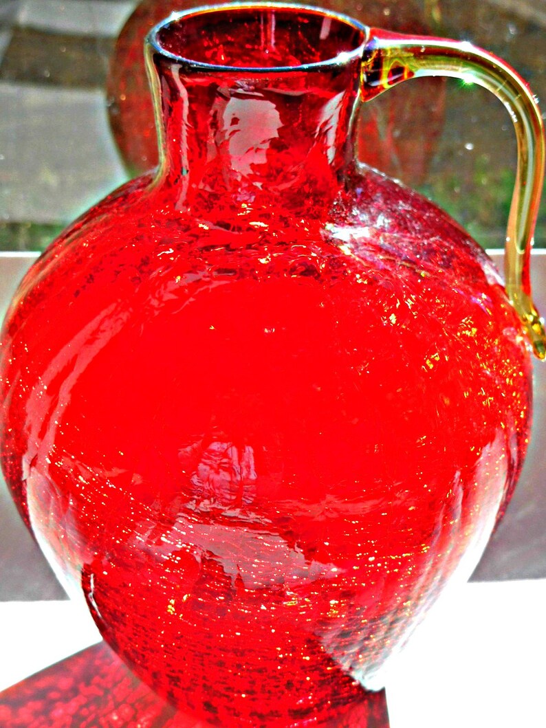 Vintage Pilgrim Co. Ruby Red Hand Blown Crackle Glass ...