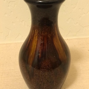 Small Brown/Copper Sparkle Drip Glaze Bud Vase