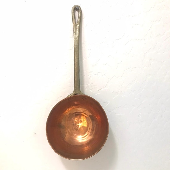 Vintage Turkish Copper & Brass Ladle – Handcrafted Kitchen Utensil – Rustic Cookware Décor