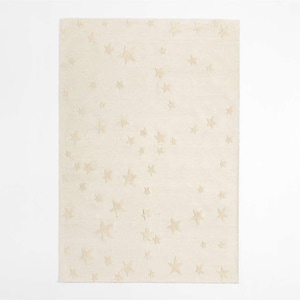 Hand Tufted Star Rug, Ivory Nursery Area Mat, Celestial Kids Room Carpet, Scandinavian Minimalist Bedroom Decor Rug