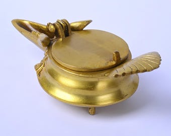 13 cm mässings Chirag Diya/oljelampa | Hinduiska ritualer Puja-artiklar
