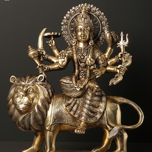 14&quot; Durga Maa Brass Statue - Goddess of Strength and Protection