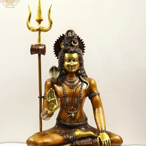 Large Brass Shiva Statue: Handmade Indian Spiritual Decor (26 Inch)