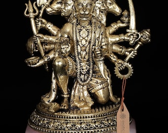 4インチの小さな真鍮製スーパーファイン パンチャムキ ハヌマーン神