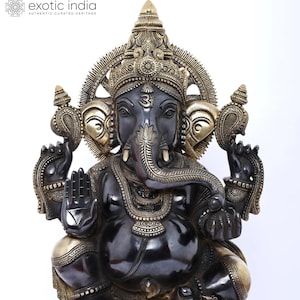 19&quot; Superfine Blessing Surya Ganesha in Brass | Handmade | Made in India