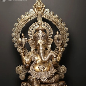 38&quot; Superfine Blessing Lord Ganesha Large Brass Sculpture