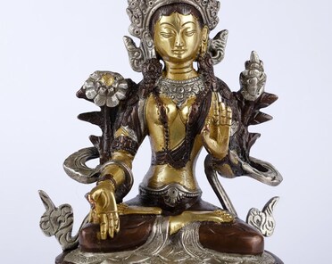 8インチ チベット仏教の神 白多羅菩薩（Sgrol dkar）真鍮像