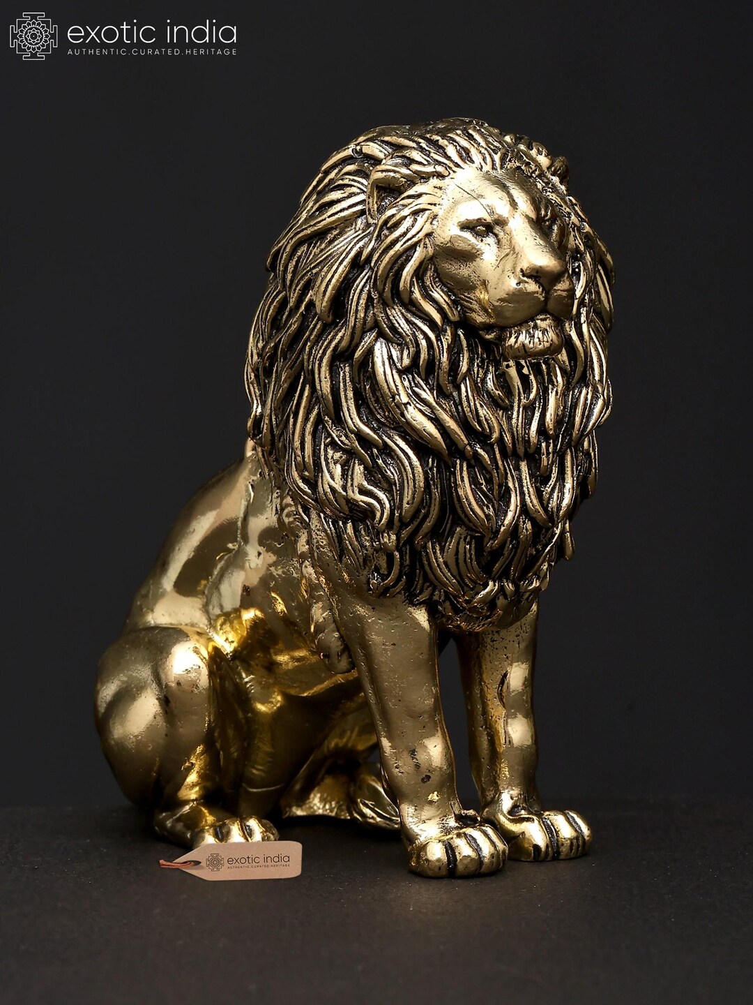 Superfine the Calm Lion in Seated Gesture | Brass Sculpture - Etsy