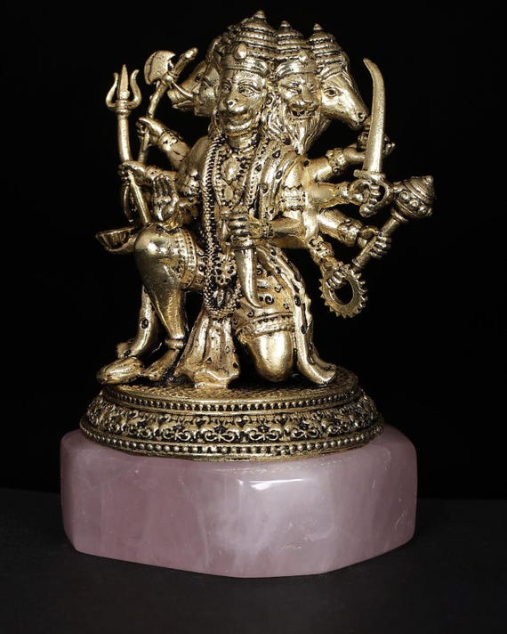 4インチの小さな真鍮製スーパーファイン パンチャムキ ハヌマーン神