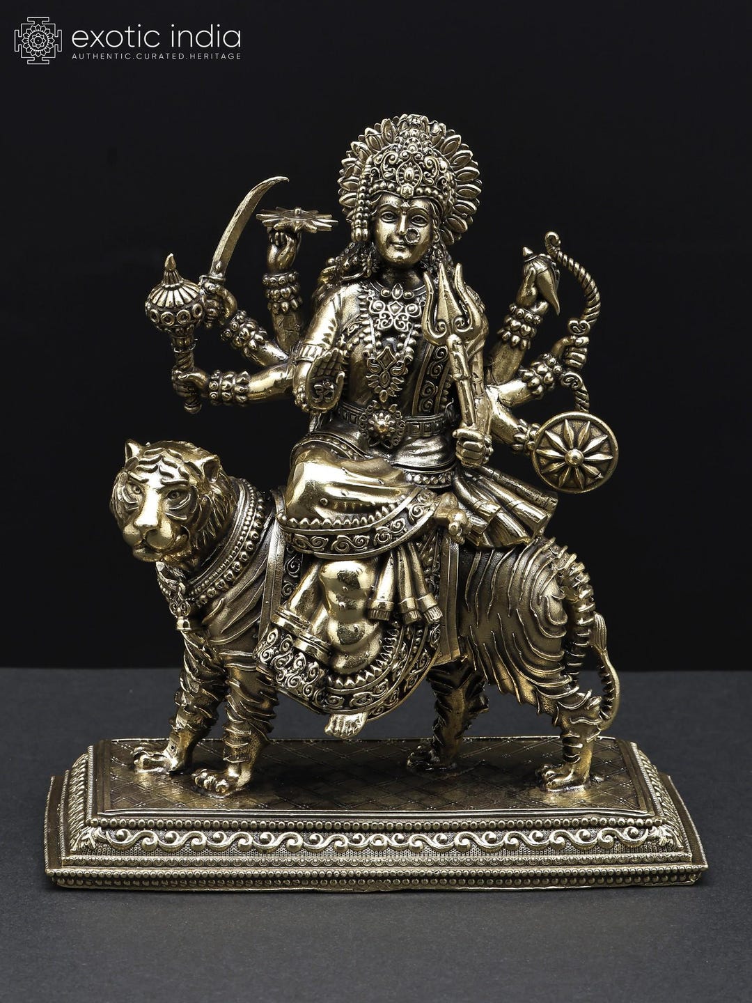 6" Superfine Eight-armed Goddess Durga (sherawali Maa) Seated on Lion ...