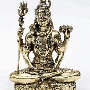 4.7&quot; Superfine Sitting Lord Shiva Brass Statue