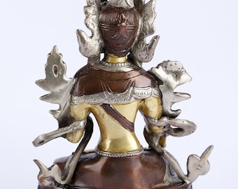 8インチ チベット仏教の神 白多羅菩薩（Sgrol dkar）真鍮像