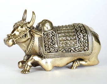 Pequeña estatua de Nandi de latón superfino - Vahana del Señor Shiva (varios tamaños)