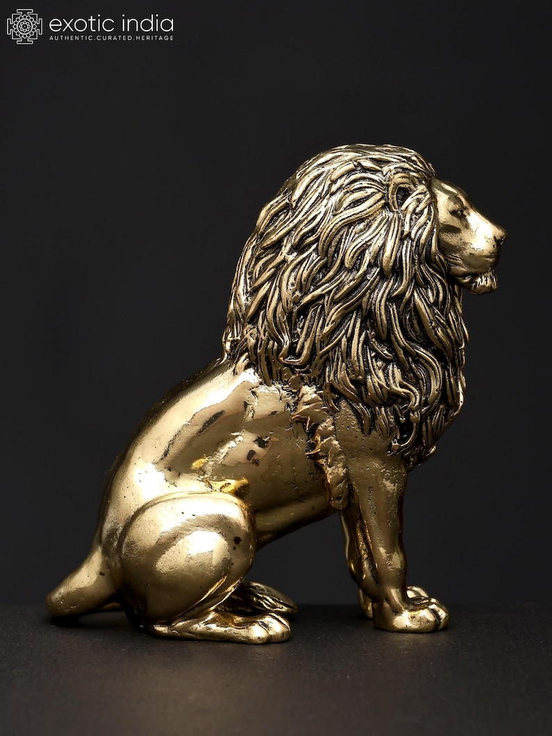 Superfine the Calm Lion in Seated Gesture | Brass Sculpture - Etsy