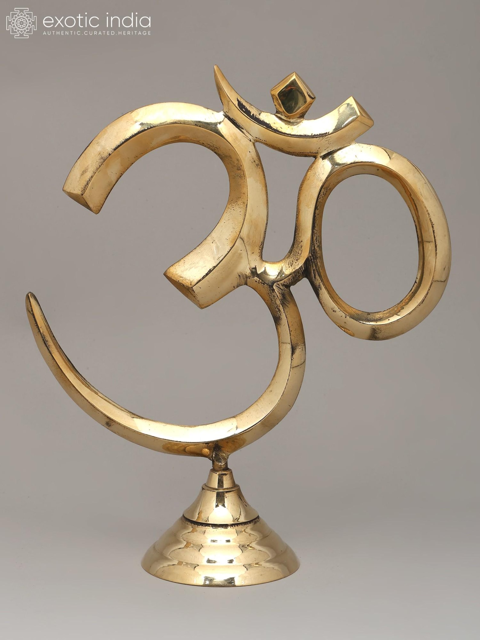 14" Brass Om (Aum) - Symbol of Hinduism (Multiple Sizes) | Handmade | Made In India