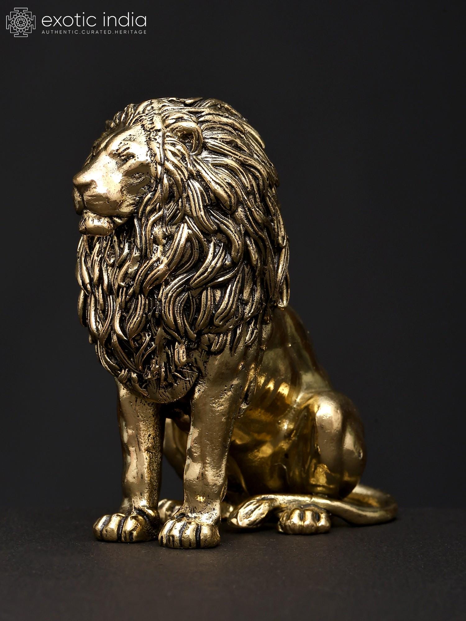 Superfine the Calm Lion in Seated Gesture | Brass Sculpture - Etsy