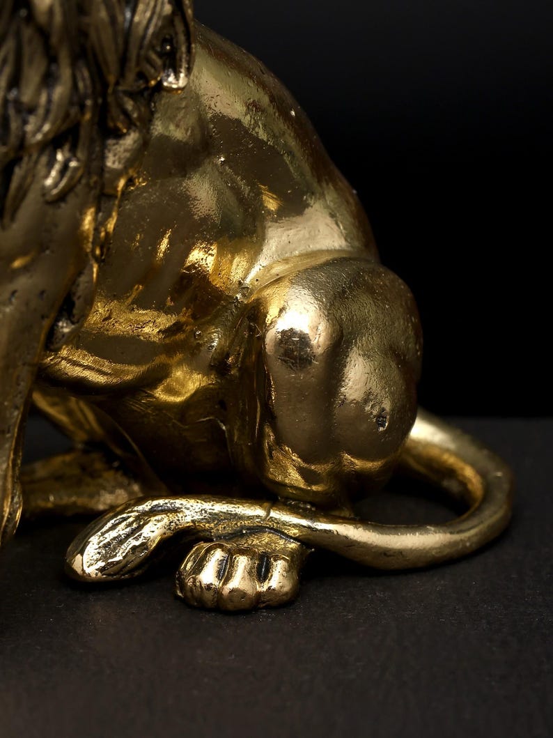 Superfine the Calm Lion in Seated Gesture | Brass Sculpture - Etsy
