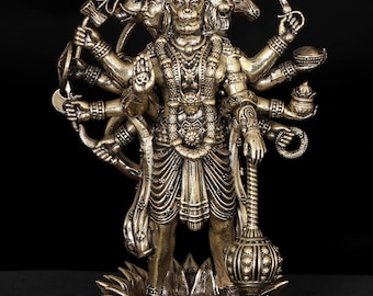 4インチの小さな真鍮製スーパーファイン パンチャムキ ハヌマーン神