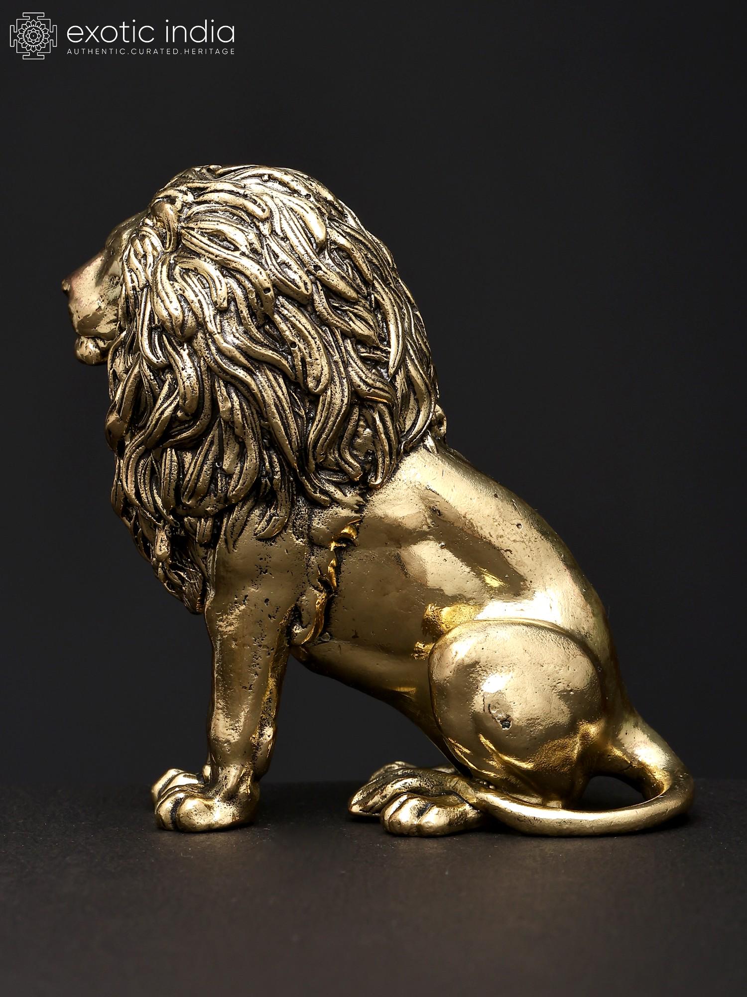 Superfine the Calm Lion in Seated Gesture | Brass Sculpture - Etsy