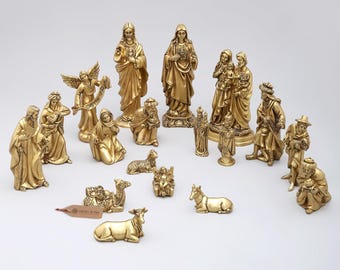 ヴィンテージ ソリッドブラス キリスト降誕セット：14ピース