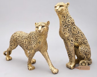 14" Brass Pair of Tigers | Home Decor