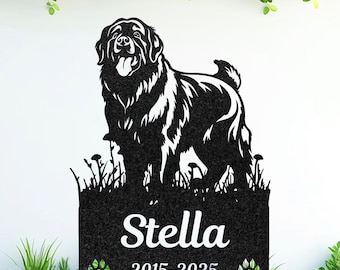 Custom Newfoundland Dog Memorial, Personalized Garden Stake