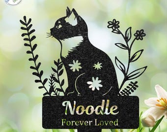 Custom Cat Memorial Stake, Personalized Pet Grave Marker, Sympathy Gift
