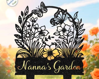 Personalized Metal Garden Sign, Flower Bed Decor, Yard Art