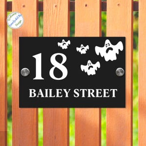 Plaque d&#39;adresse fantôme, décoration d&#39;Halloween effrayante, numéro de maison personnalisé