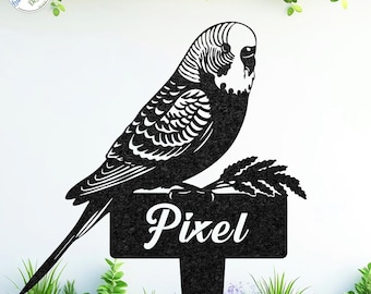 Custom Budgie Memorial Stake, Personalized Garden Plaque, Pet Loss Gift